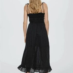 Mango Black Backless Lace Dress Eyelet
